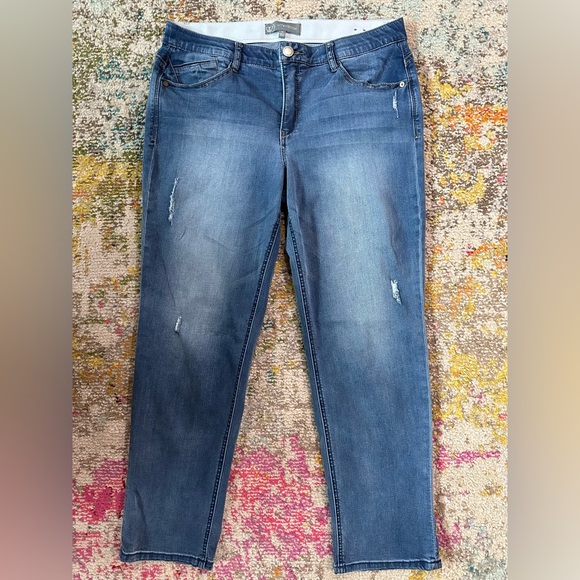 WIT & WISDOM Ripped Crop Straight Leg Jeans, Size 14 - Picture 3 of 10